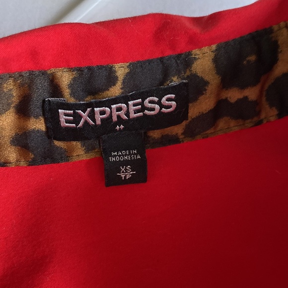 FINAL SALE Red express button down with leopard accents - Picture 9 of 10